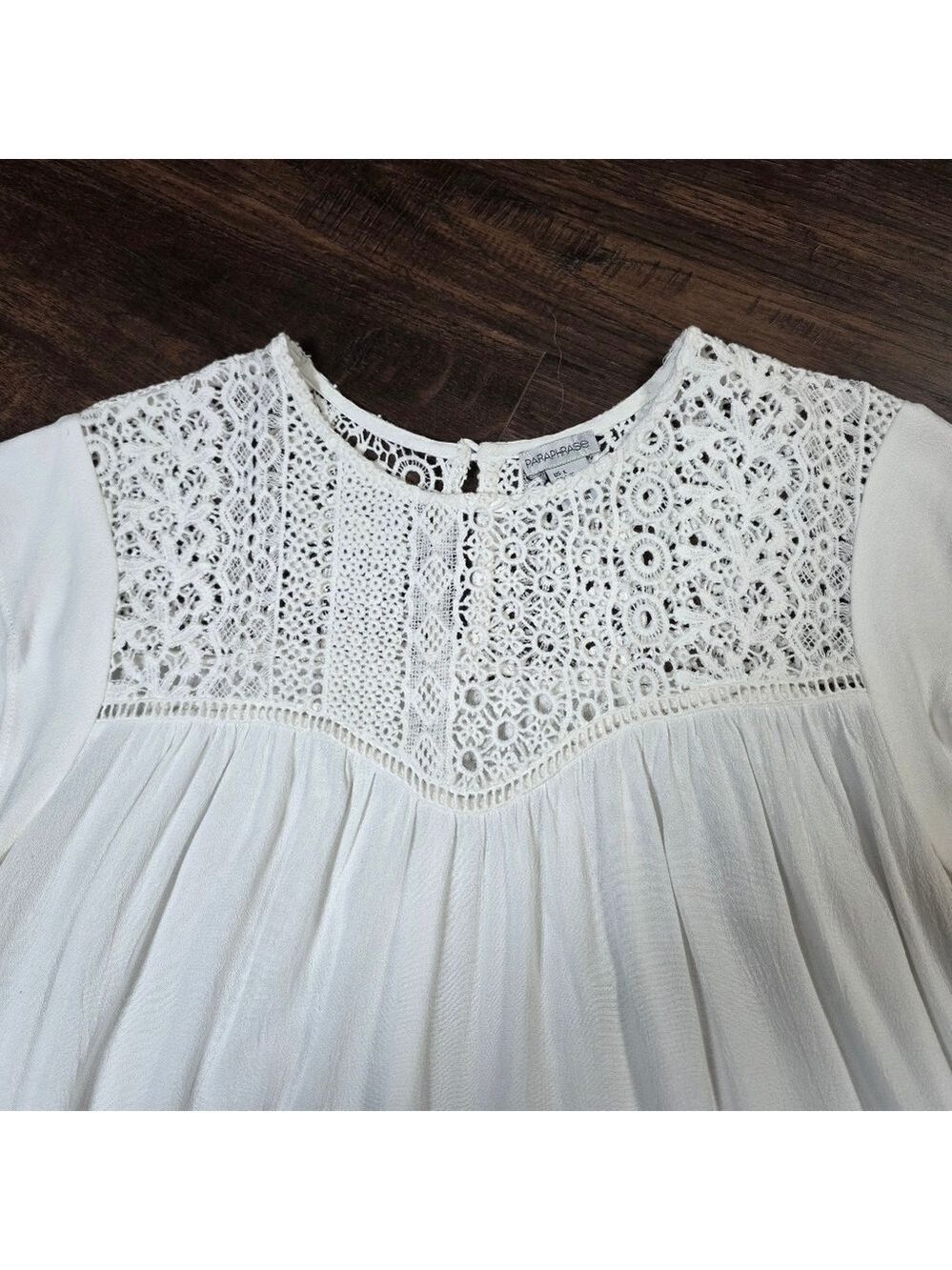 Paraphrase White Crochet Lace T-Shirt Blouse - Picture 5 of 8